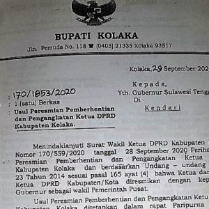 Bupati layangkan surat peresmian pemberhentian Ketua DPRD Kolaka ke Gubernur