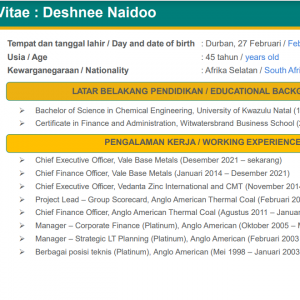 Hasil RUPS Luar Biasa, Deshnee Naidoo sebagai Presiden Komisaris PT Vale